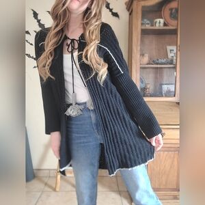 UGG Australia Long Black Wool Cashmere Cardigan Sweater Size M/L